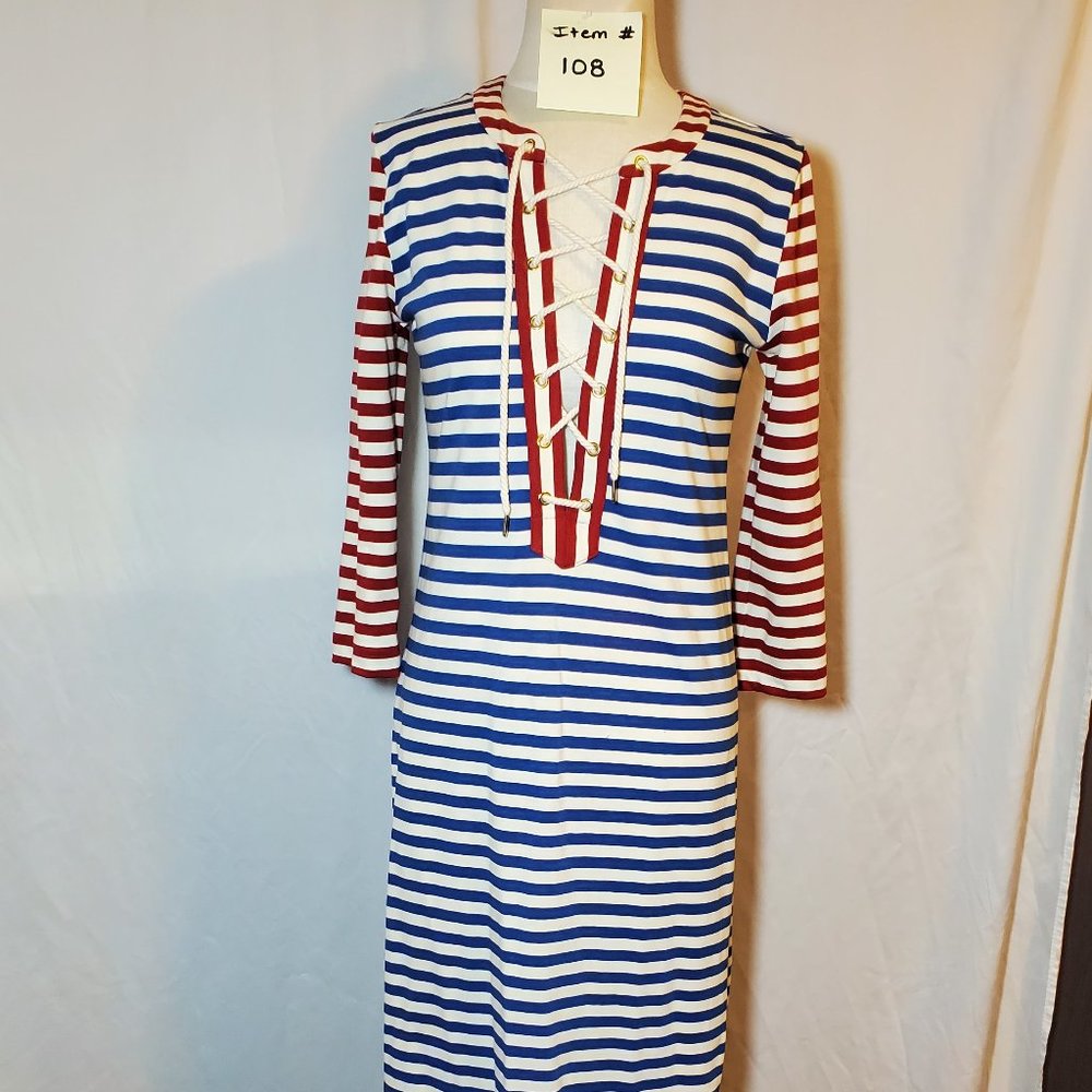 J. Crew Nautical Red White and Blue Dress